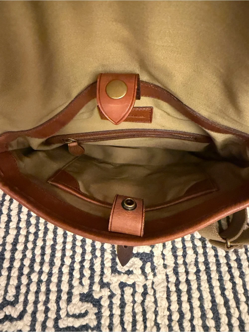 Polo Ralph Lauren Vintage Canvas Leather Trimmed Crossbody Messenger Bag